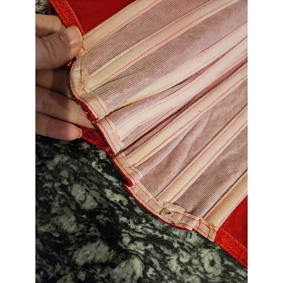 Trashy lingerie usa vintage red sequin corset Bustier bra 32c small y2k devil - Picture 7 of 13